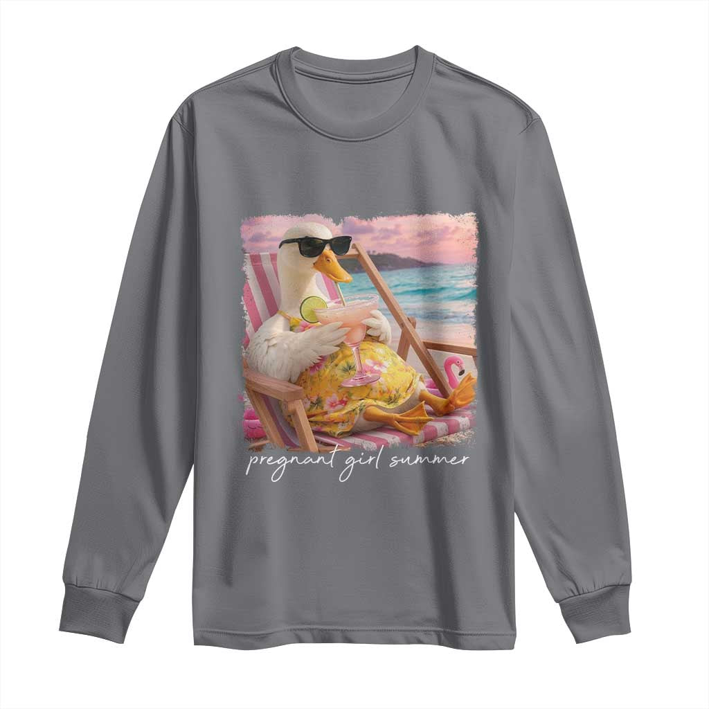 Pregnant Girl Summer Long Sleeve Shirt Silly Goose Mom Baby Announcement TS14 Charcoal Print Your Wear