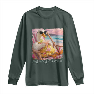 Pregnant Girl Summer Long Sleeve Shirt Silly Goose Mom Baby Announcement TS14 Dark Forest Green Print Your Wear