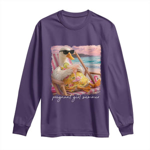 Pregnant Girl Summer Long Sleeve Shirt Silly Goose Mom Baby Announcement TS14 Purple Print Your Wear