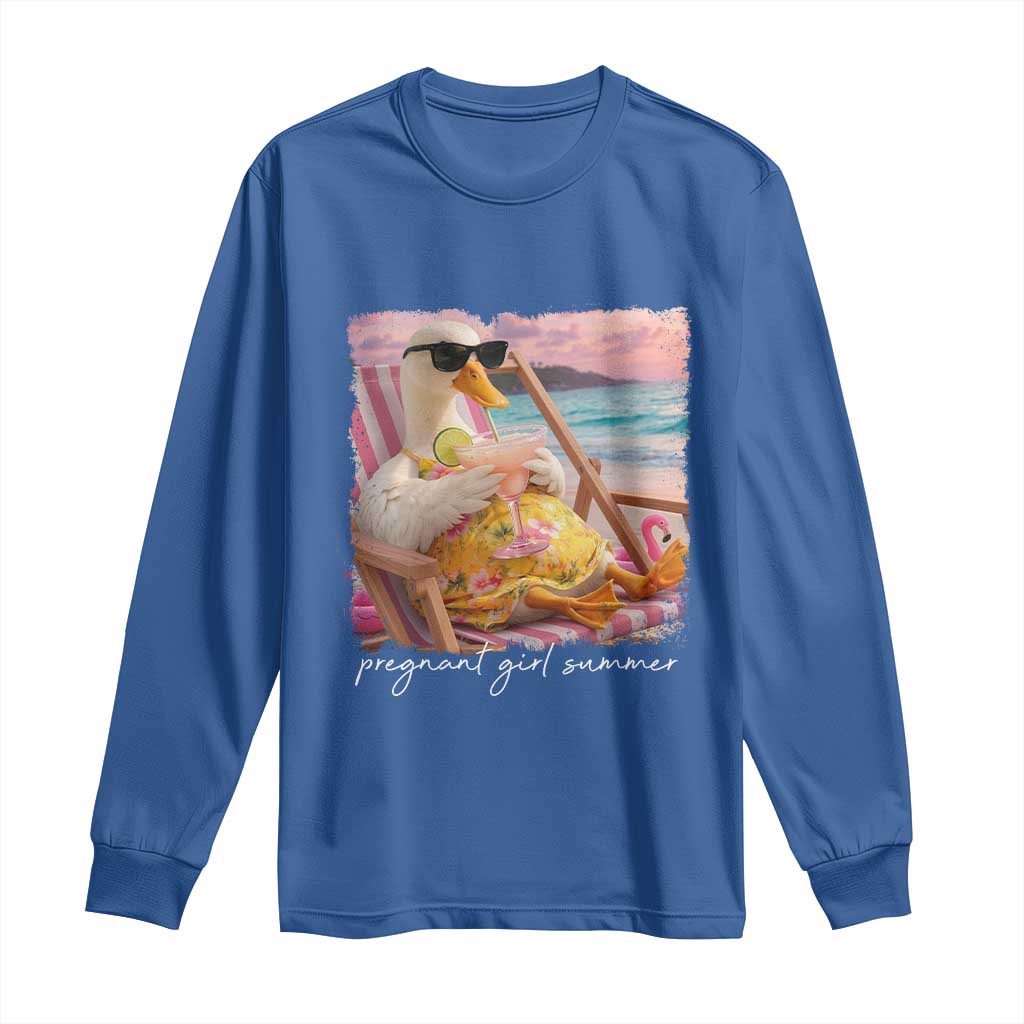 Pregnant Girl Summer Long Sleeve Shirt Silly Goose Mom Baby Announcement TS14 Royal Blue Print Your Wear