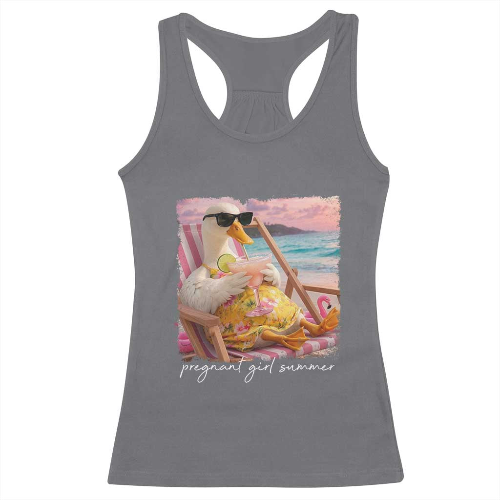 Pregnant Girl Summer Racerback Tank Top Silly Goose Mom Baby Announcement TS14 Charcoal Print Your Wear