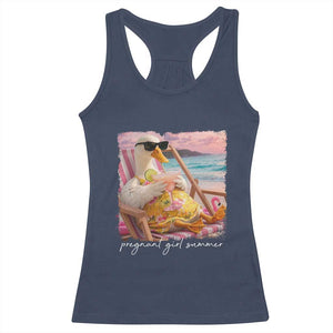 Pregnant Girl Summer Racerback Tank Top Silly Goose Mom Baby Announcement TS14 Navy Print Your Wear
