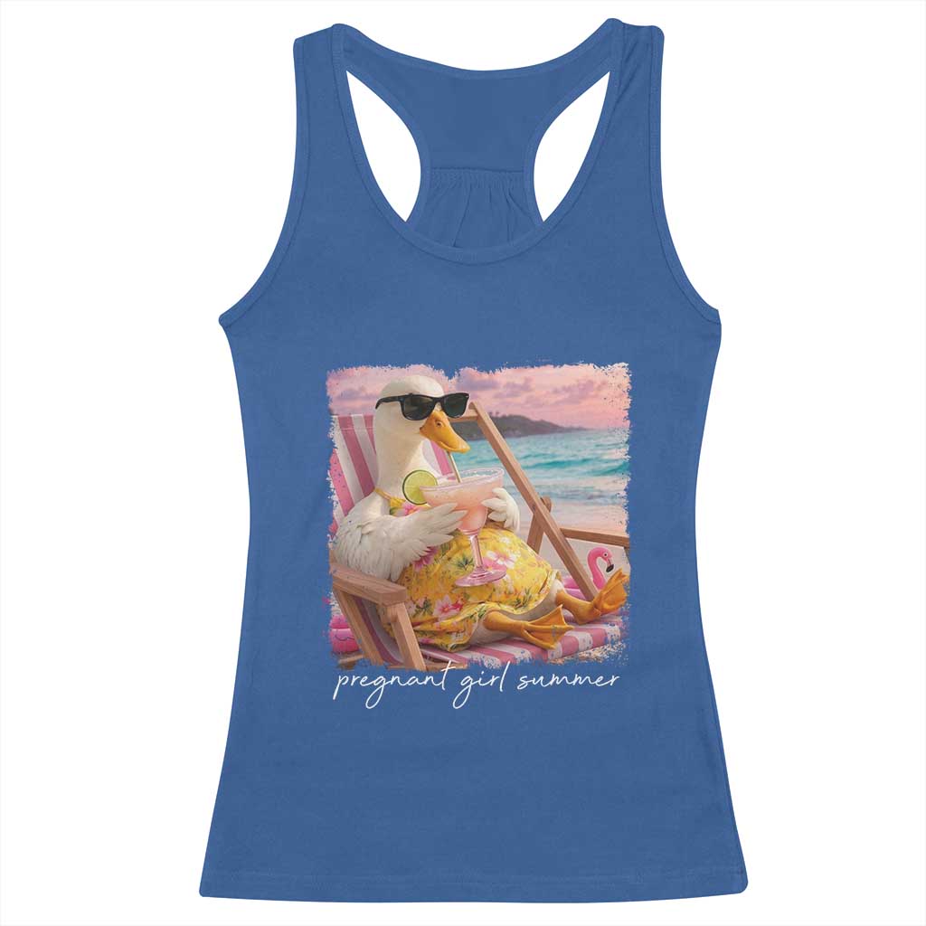 Pregnant Girl Summer Racerback Tank Top Silly Goose Mom Baby Announcement TS14 Royal Blue Print Your Wear