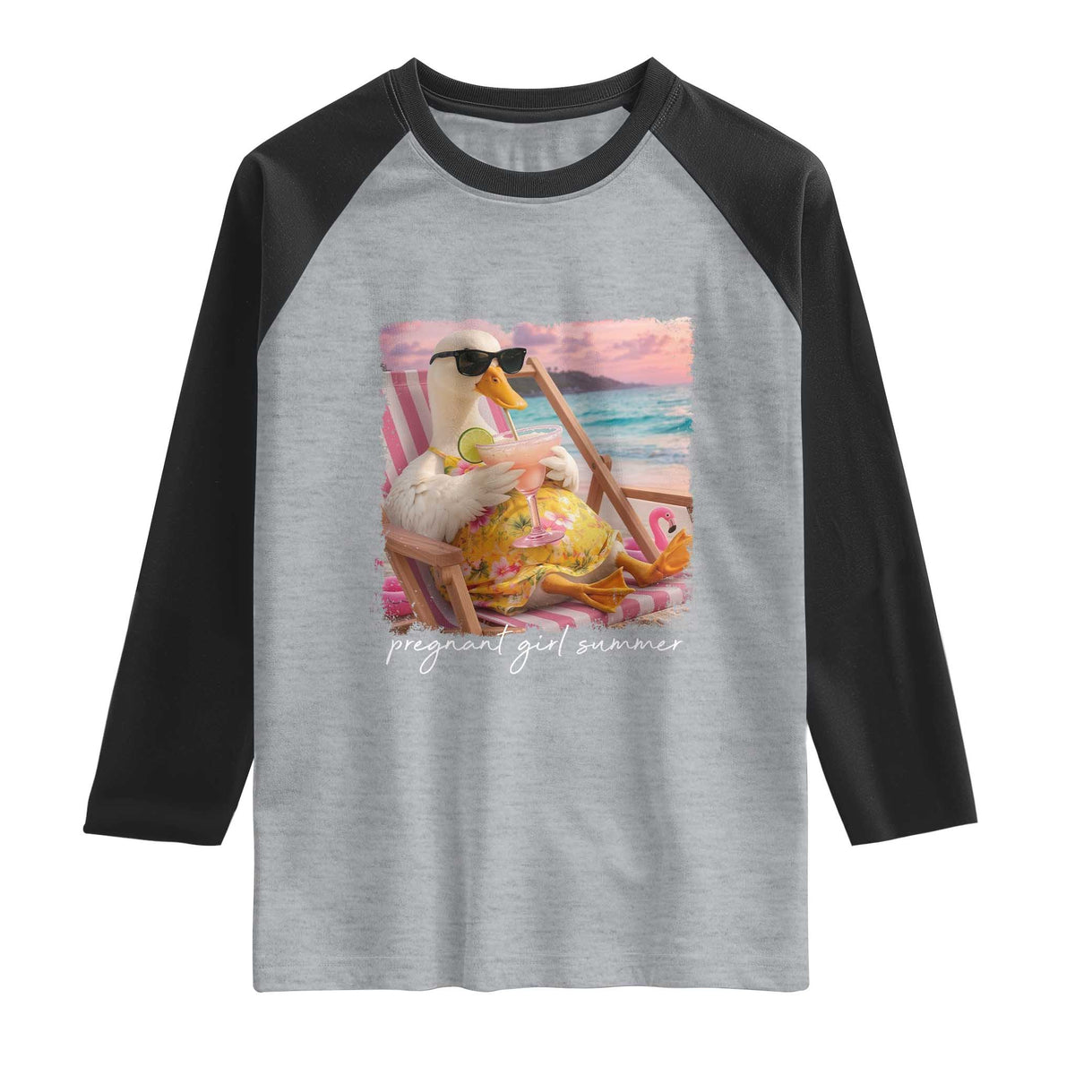 Pregnant Girl Summer Raglan Shirt Silly Goose Mom Baby Announcement TS14 Heather Gray Black Print Your Wear