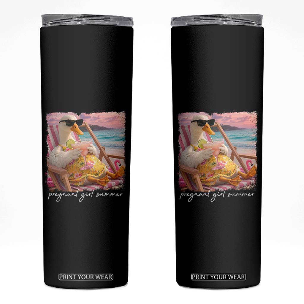 Pregnant Girl Summer Skinny Tumbler Silly Goose Mom Baby Announcement TS14 Black Print Your Wear