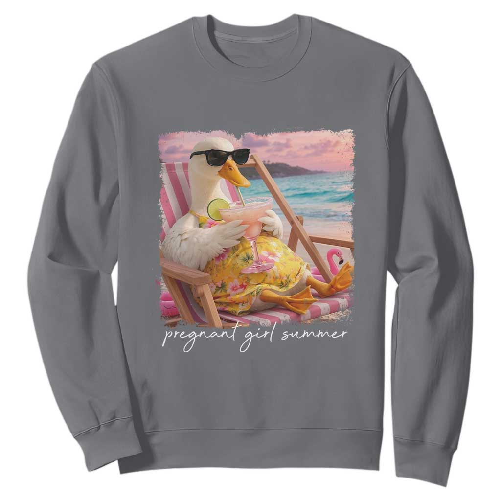 Pregnant Girl Summer Sweatshirt Silly Goose Mom Baby Announcement TS14 Charcoal Print Your Wear