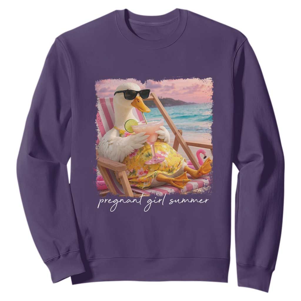 Pregnant Girl Summer Sweatshirt Silly Goose Mom Baby Announcement TS14 Purple Print Your Wear
