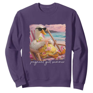 Pregnant Girl Summer Sweatshirt Silly Goose Mom Baby Announcement TS14 Purple Print Your Wear