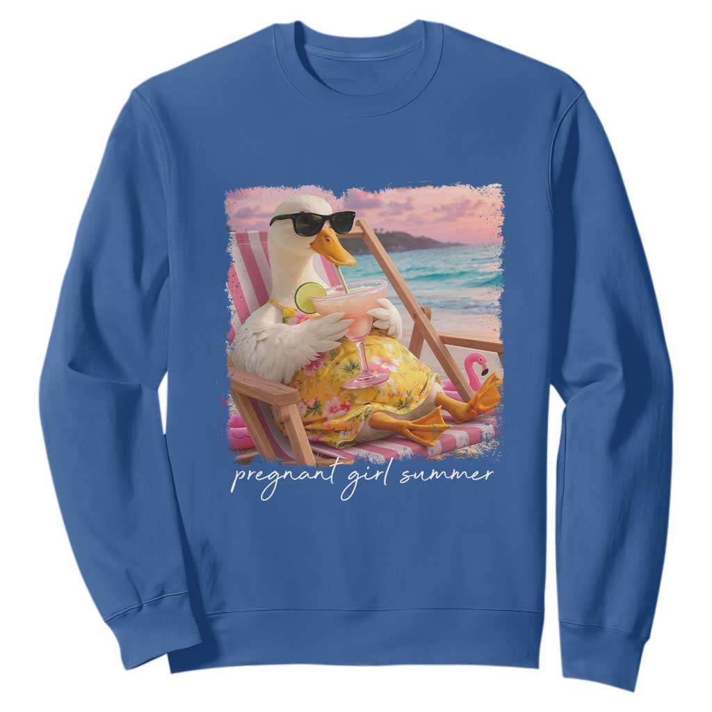 Pregnant Girl Summer Sweatshirt Silly Goose Mom Baby Announcement TS14 Royal Blue Print Your Wear