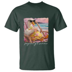 Pregnant Girl Summer T Shirt Silly Goose Mom Baby Announcement TS14 Dark Forest Green Print Your Wear