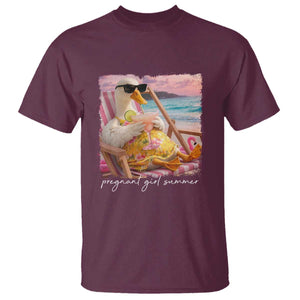 Pregnant Girl Summer T Shirt Silly Goose Mom Baby Announcement TS14 Maroon Print Your Wear