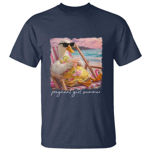 Pregnant Girl Summer T Shirt Silly Goose Mom Baby Announcement TS14 Navy Print Your Wear