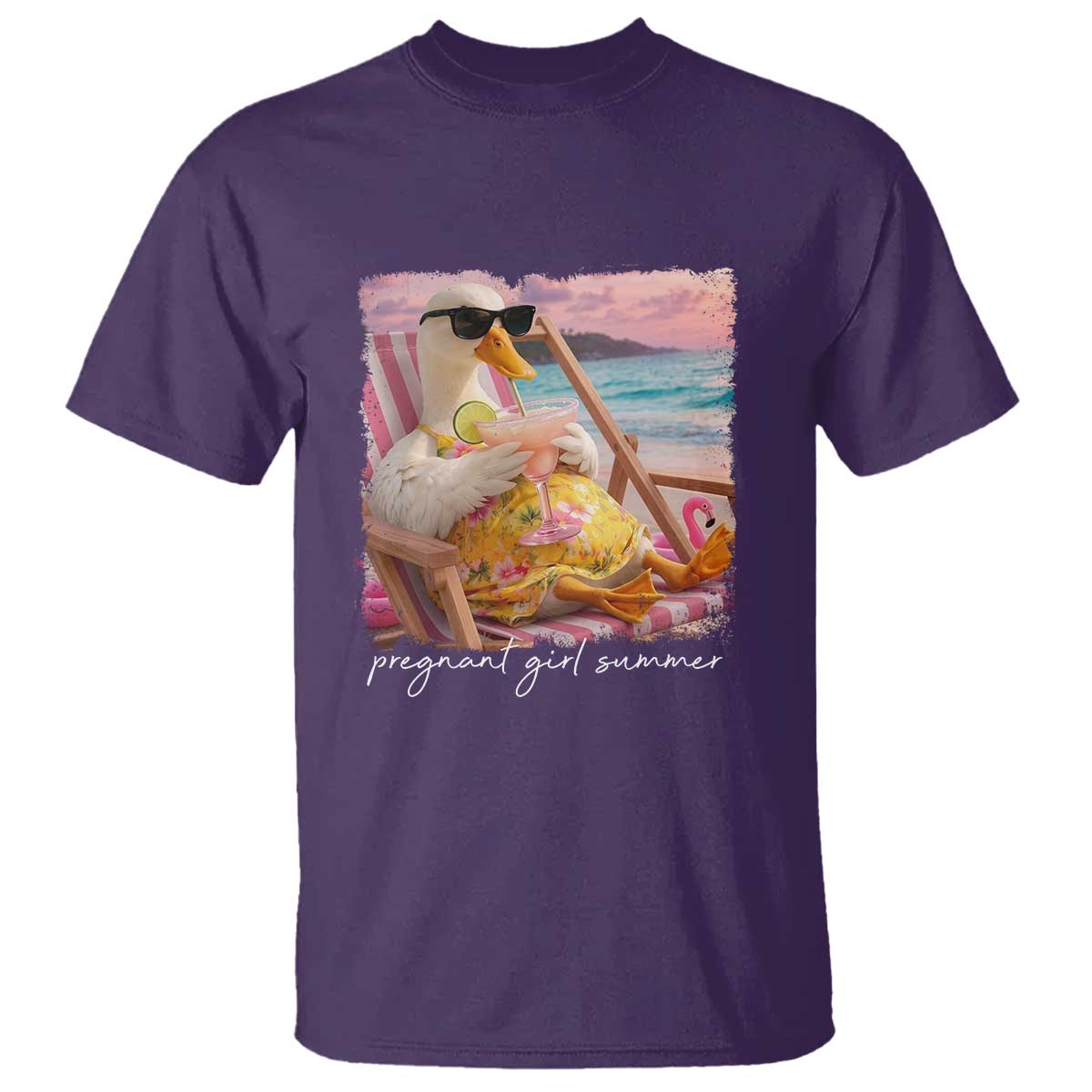 Pregnant Girl Summer T Shirt Silly Goose Mom Baby Announcement TS14 Purple Print Your Wear