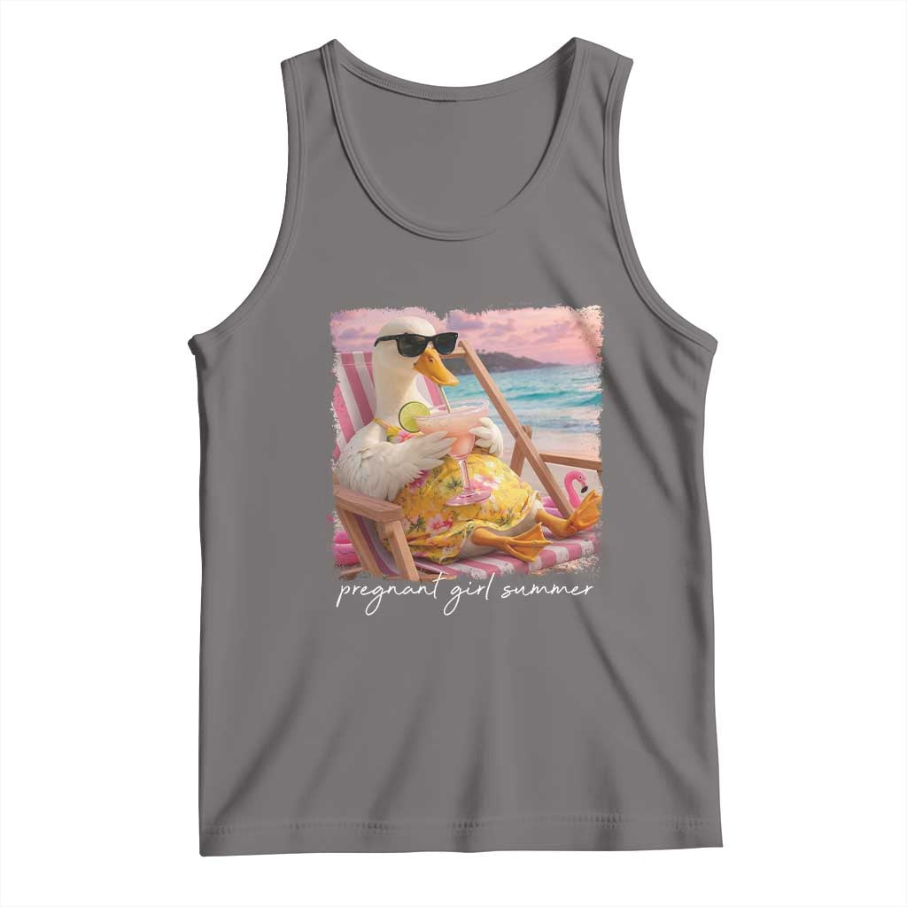 Pregnant Girl Summer Tank Top Silly Goose Mom Baby Announcement TS14 Deep Heather Print Your Wear