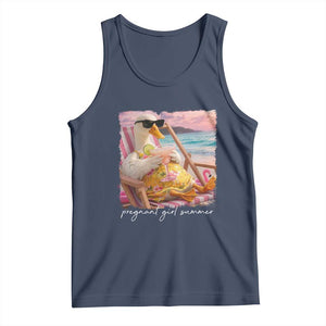 Pregnant Girl Summer Tank Top Silly Goose Mom Baby Announcement TS14 Navy Print Your Wear