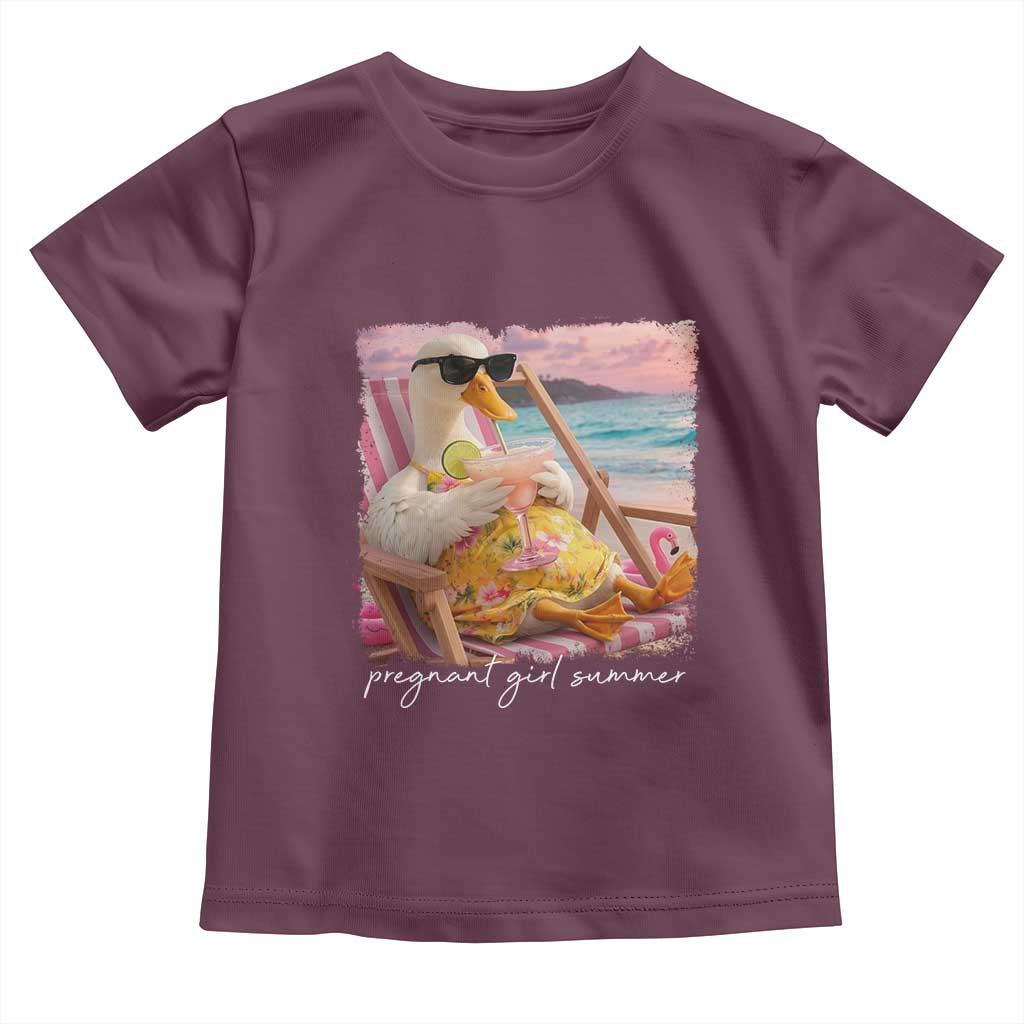 Pregnant Girl Summer Toddler T Shirt Silly Goose Mom Baby Announcement TS14 Maroon Print Your Wear