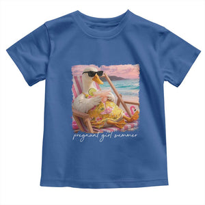 Pregnant Girl Summer Toddler T Shirt Silly Goose Mom Baby Announcement TS14 Royal Blue Print Your Wear