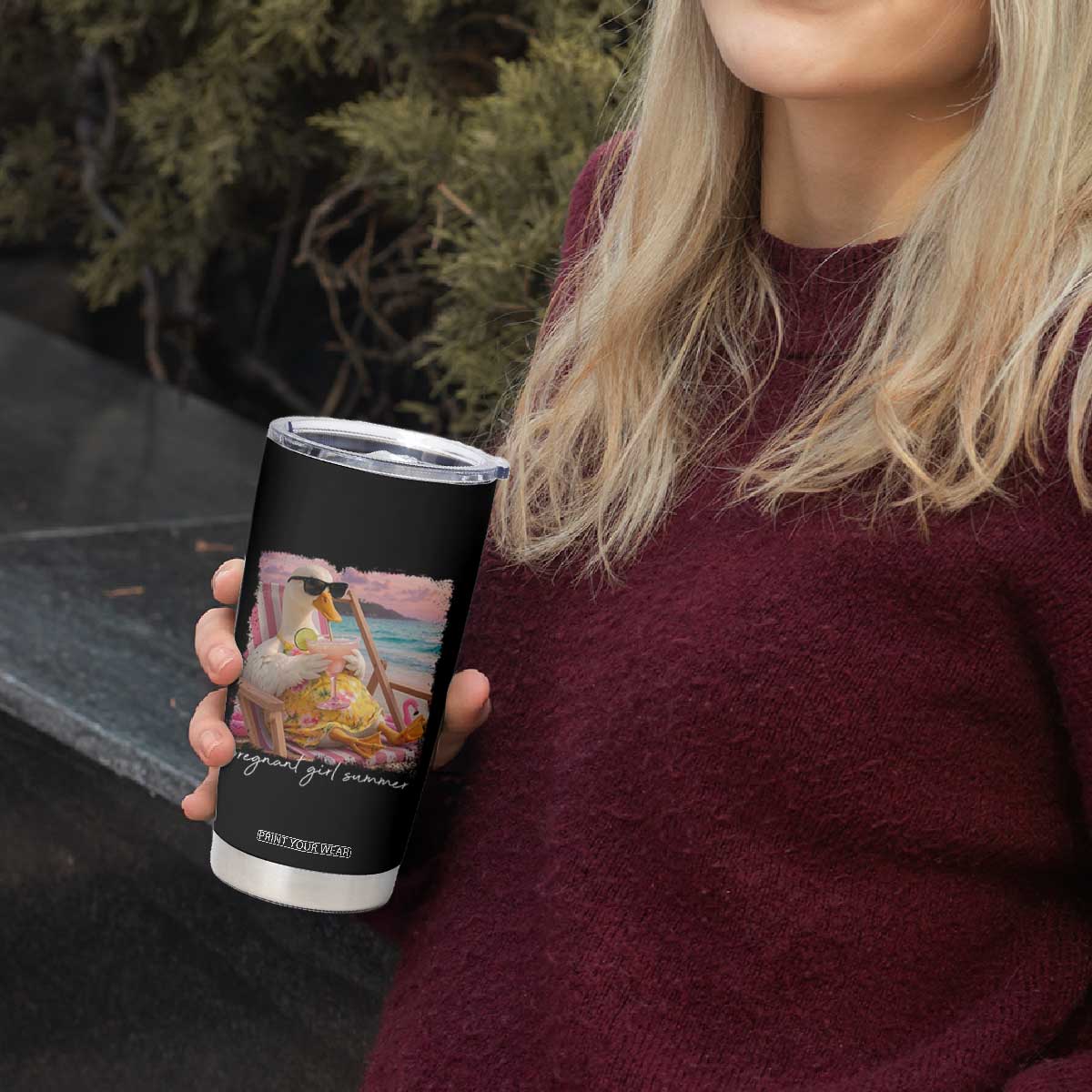 Pregnant Girl Summer Tumbler Cup Silly Goose Mom Baby Announcement TS14 Print Your Wear
