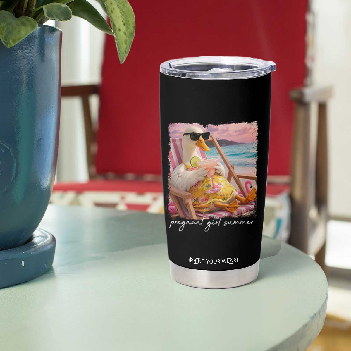 Pregnant Girl Summer Tumbler Cup Silly Goose Mom Baby Announcement TS14 Print Your Wear