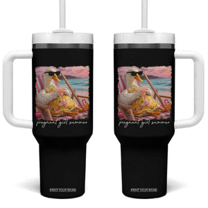 Pregnant Girl Summer Tumbler With Handle Silly Goose Mom Baby Announcement TS14 One Size: 40 oz Black Print Your Wear