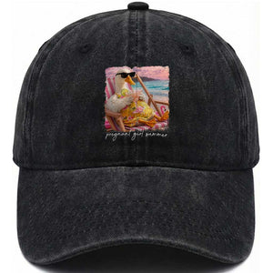 Pregnant Girl Summer Washed Cotton Baseball Cap Silly Goose Mom Baby Announcement TS14 Print Your Wear