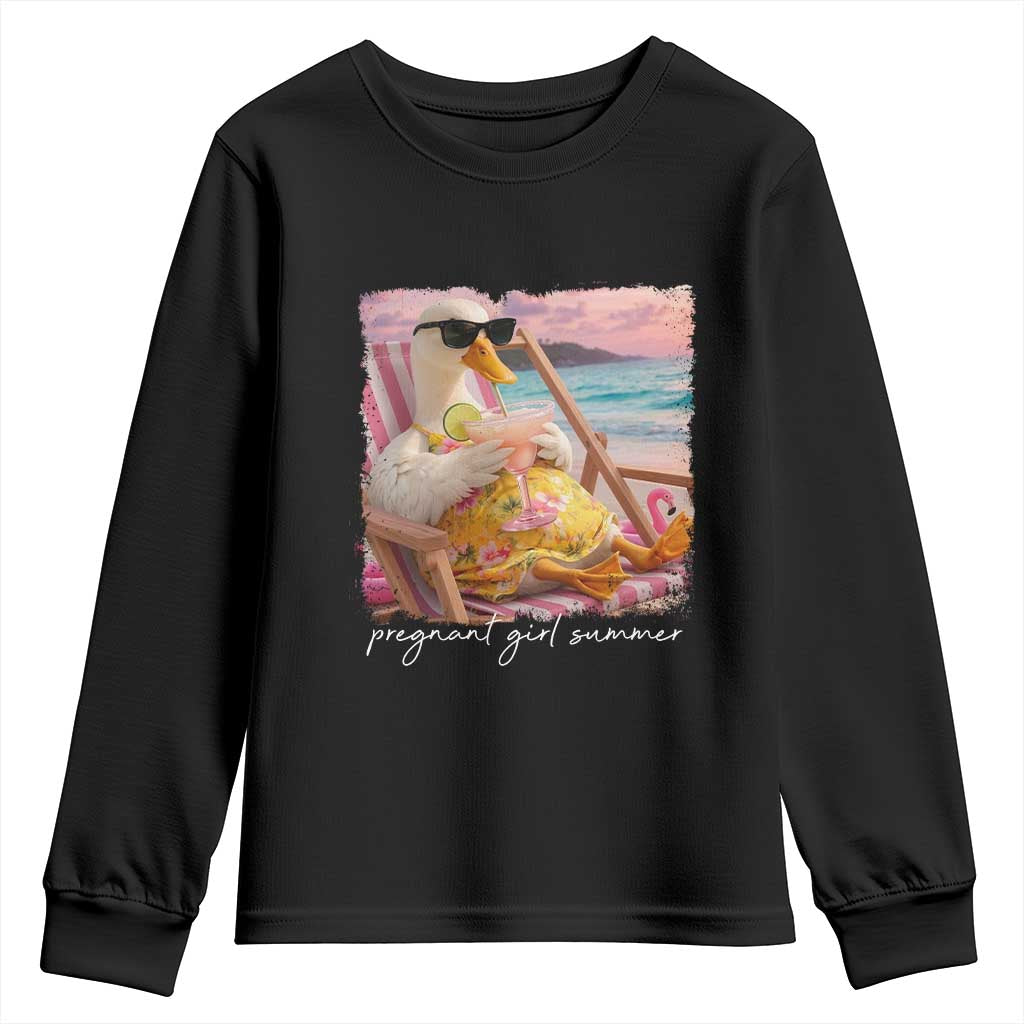 Pregnant Girl Summer Youth Sweatshirt Silly Goose Mom Baby Announcement TS14 Black Print Your Wear