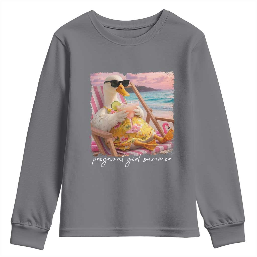 Pregnant Girl Summer Youth Sweatshirt Silly Goose Mom Baby Announcement TS14 Charcoal Print Your Wear