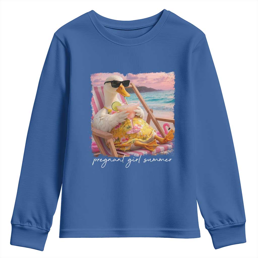 Pregnant Girl Summer Youth Sweatshirt Silly Goose Mom Baby Announcement TS14 Royal Blue Print Your Wear