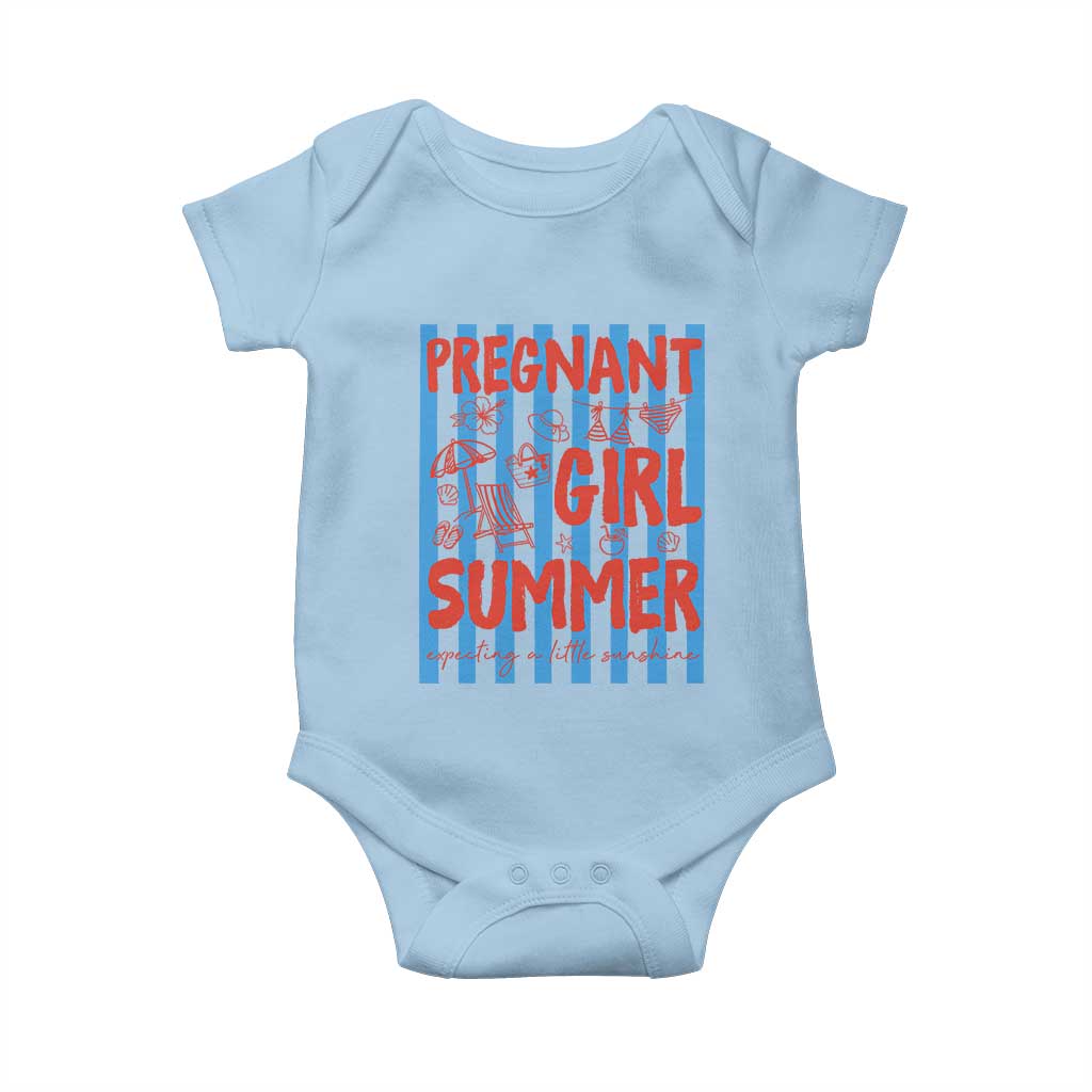 Pregnant Girl Summer Baby Onesie Funny Beach Pregnancy Announcement TS14 Light Blue Print Your Wear