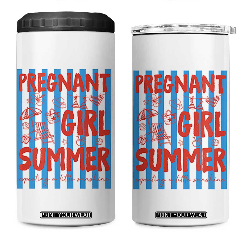 Pregnant Girl Summer 4 in 1 Can Cooler Tumbler Funny Beach Pregnancy Announcement TS14 One Size: 16 oz White Print Your Wear