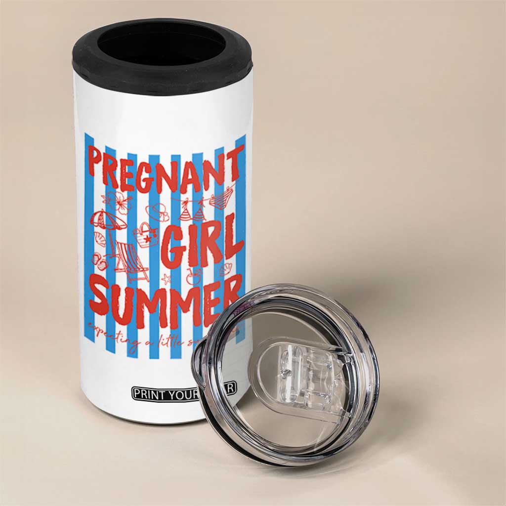 Pregnant Girl Summer 4 in 1 Can Cooler Tumbler Funny Beach Pregnancy Announcement TS14 Print Your Wear