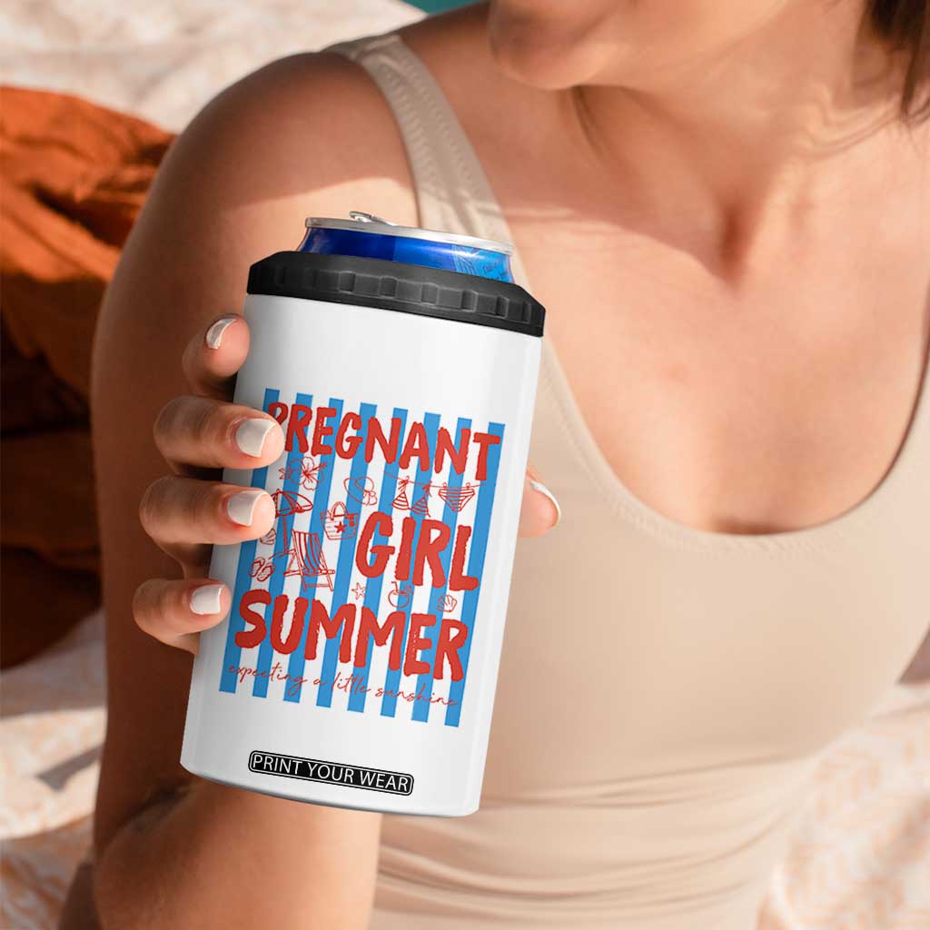 Pregnant Girl Summer 4 in 1 Can Cooler Tumbler Funny Beach Pregnancy Announcement TS14 Print Your Wear