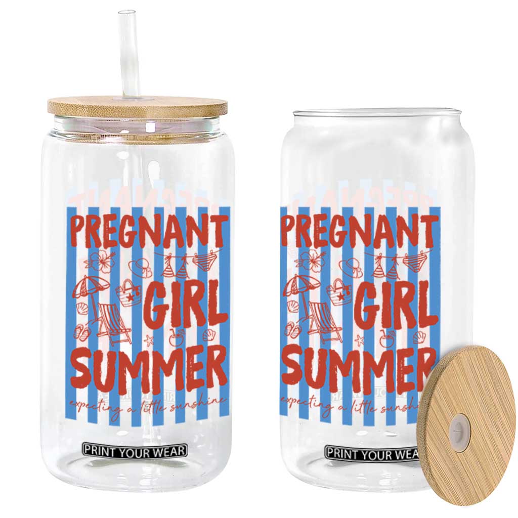 Pregnant Girl Summer Glass Can Funny Beach Pregnancy Announcement TS14 Print Your Wear
