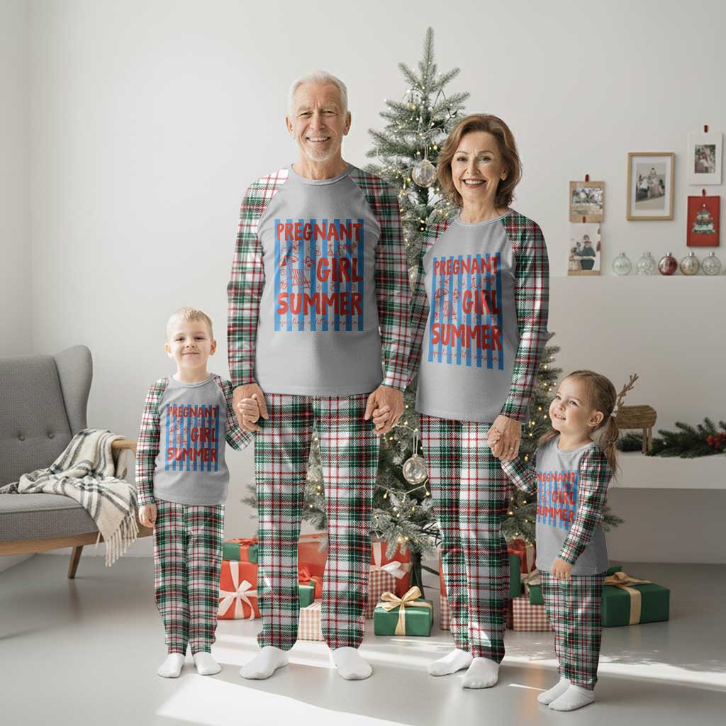 Pregnant Girl Summer Plaid Pajama Set Funny Beach Pregnancy Announcement TS14 Christmas Plaid Print Your Wear
