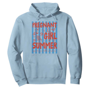 Pregnant Girl Summer Hoodie Funny Beach Pregnancy Announcement TS14 Light Blue Print Your Wear