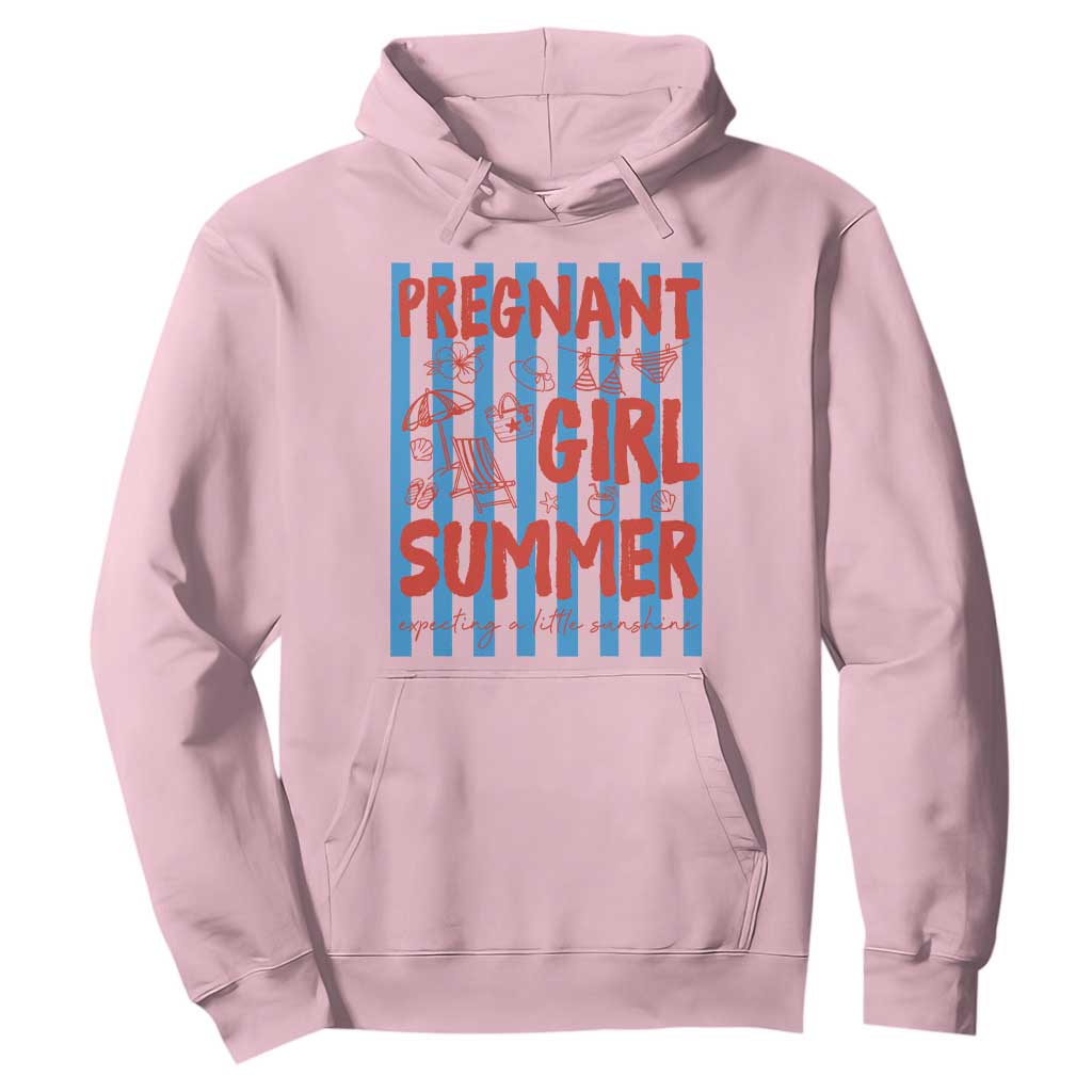Pregnant Girl Summer Hoodie Funny Beach Pregnancy Announcement TS14 Light Pink Print Your Wear
