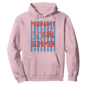 Pregnant Girl Summer Hoodie Funny Beach Pregnancy Announcement TS14 Light Pink Print Your Wear