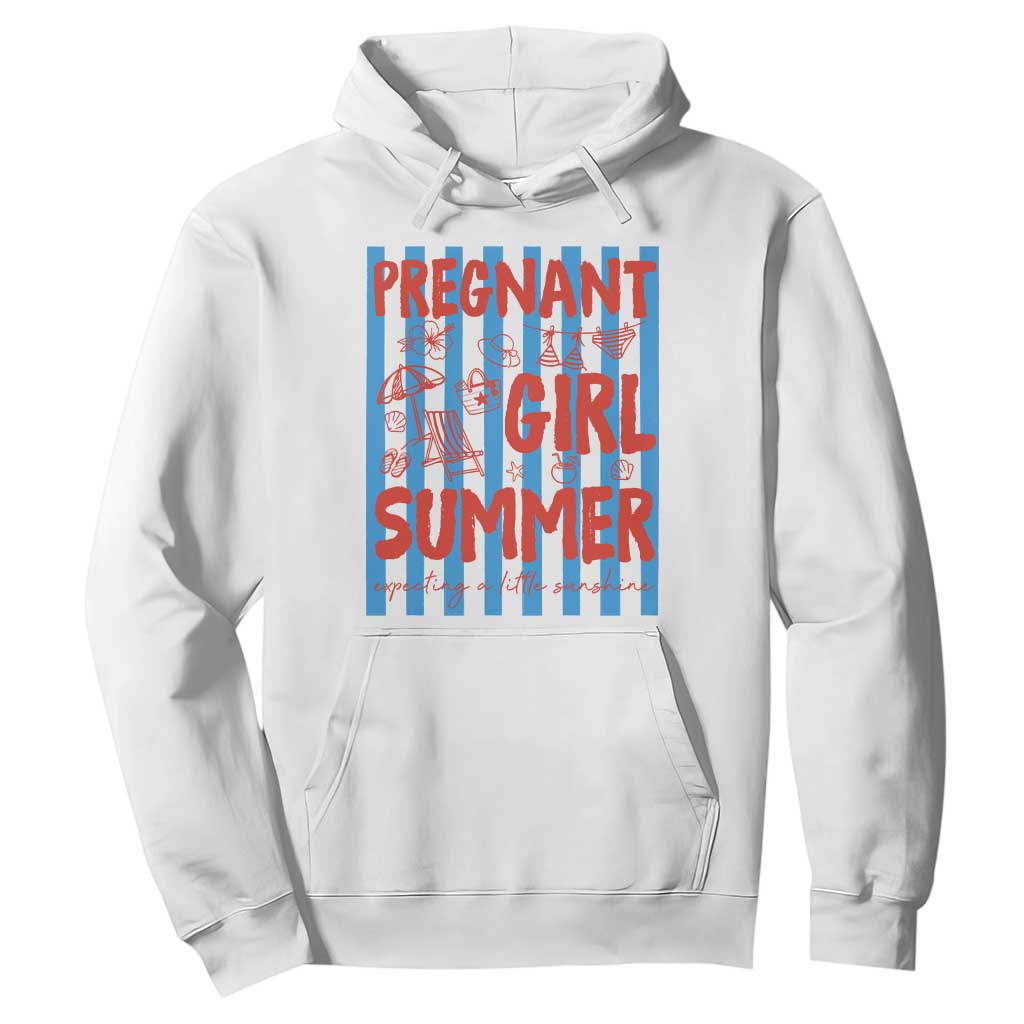 Pregnant Girl Summer Hoodie Funny Beach Pregnancy Announcement TS14 White Print Your Wear