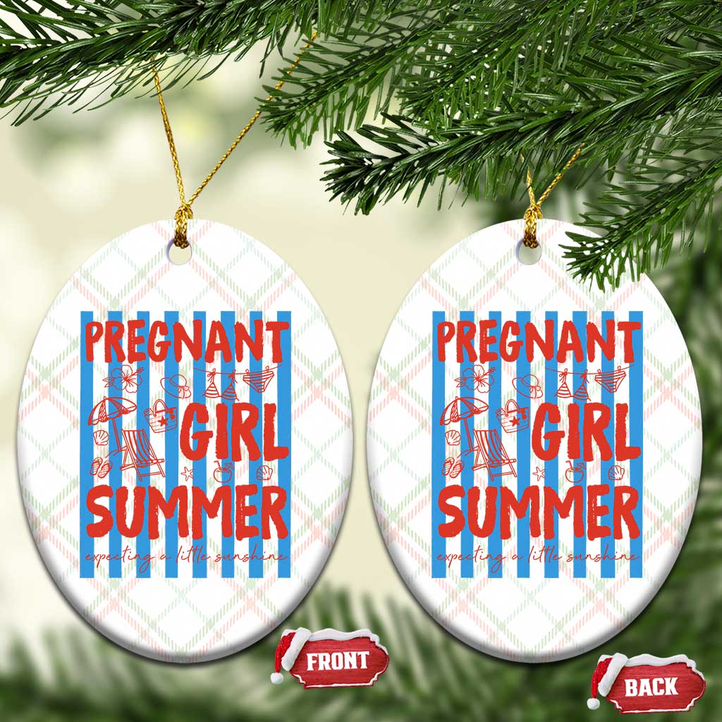 Pregnant Girl Summer Ceramic Ornament Funny Beach Pregnancy Announcement TS14 Print Your Wear