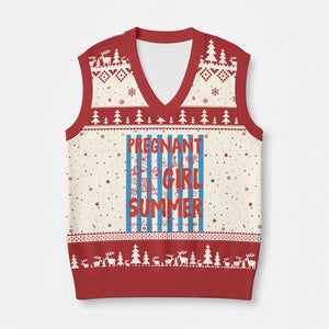 Pregnant Girl Summer V-Neck Knit Sweater Vest Funny Beach Pregnancy Announcement TS14 Beige Red Print Your Wear