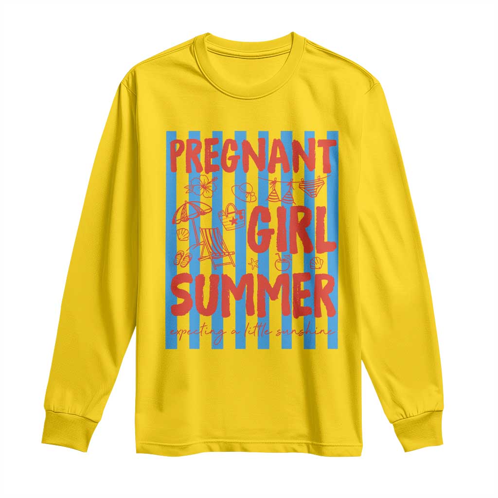 Pregnant Girl Summer Long Sleeve Shirt Funny Beach Pregnancy Announcement TS14 Daisy Print Your Wear