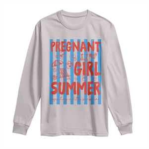 Pregnant Girl Summer Long Sleeve Shirt Funny Beach Pregnancy Announcement TS14 Ice Gray Print Your Wear