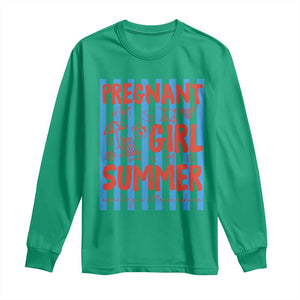 Pregnant Girl Summer Long Sleeve Shirt Funny Beach Pregnancy Announcement TS14 Irish Green Print Your Wear