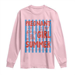 Pregnant Girl Summer Long Sleeve Shirt Funny Beach Pregnancy Announcement TS14 Light Pink Print Your Wear