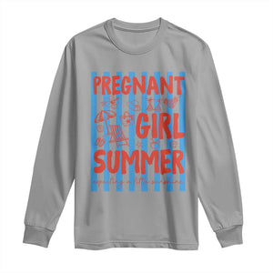 Pregnant Girl Summer Long Sleeve Shirt Funny Beach Pregnancy Announcement TS14 Sport Gray Print Your Wear