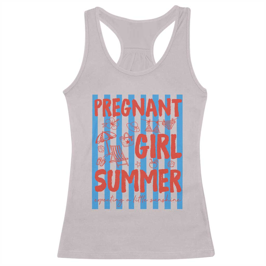 Pregnant Girl Summer Racerback Tank Top Funny Beach Pregnancy Announcement TS14 Ice Gray Print Your Wear