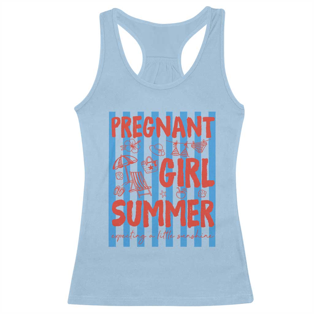 Pregnant Girl Summer Racerback Tank Top Funny Beach Pregnancy Announcement TS14 Light Blue Print Your Wear