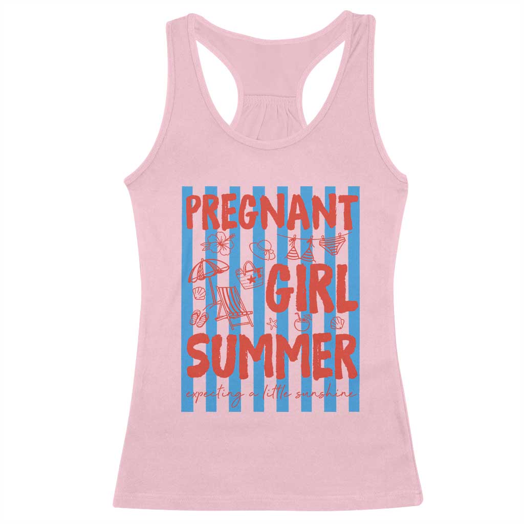 Pregnant Girl Summer Racerback Tank Top Funny Beach Pregnancy Announcement TS14 Light Pink Print Your Wear
