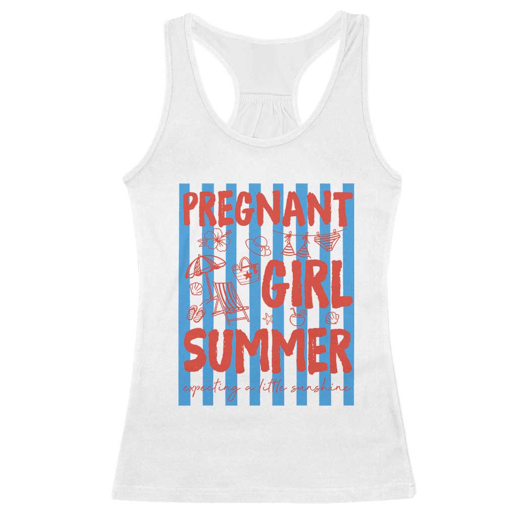 Pregnant Girl Summer Racerback Tank Top Funny Beach Pregnancy Announcement TS14 White Print Your Wear