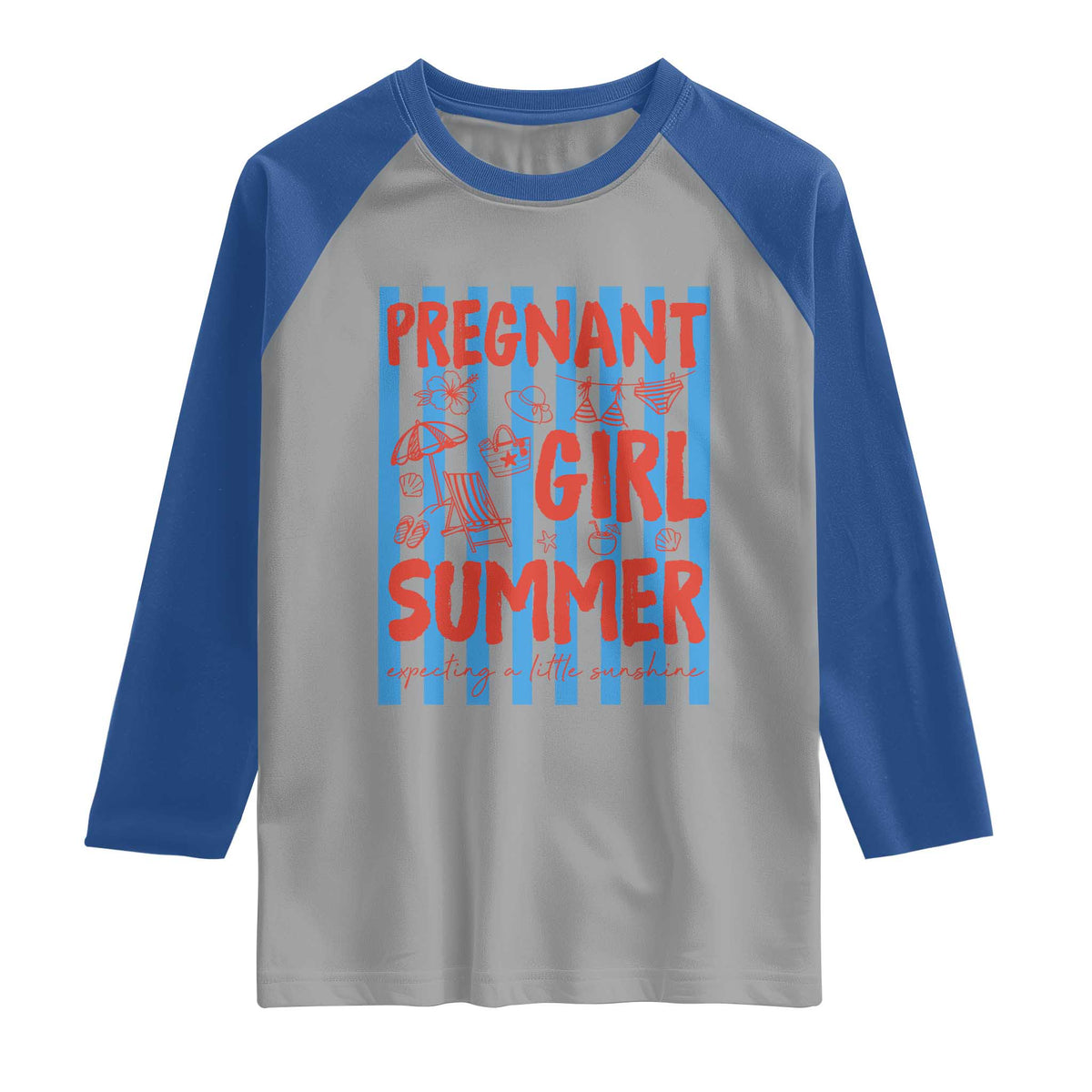 Pregnant Girl Summer Raglan Shirt Funny Beach Pregnancy Announcement TS14 Sport Gray Royal Print Your Wear
